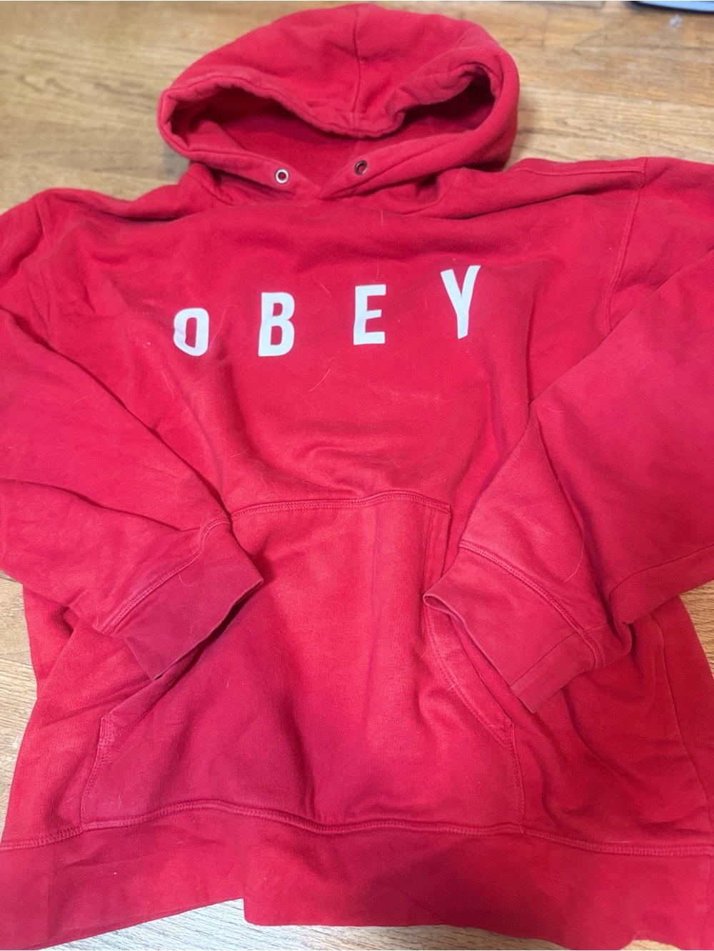 Obey Worldwide Red Hoodie Size Large